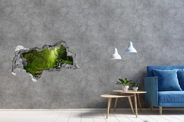 3d-s lyukat fali matrica Zöld erdő vízeséssel