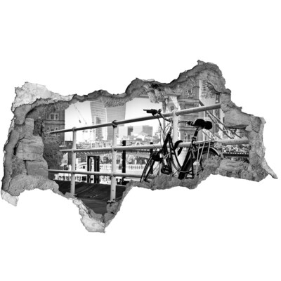 3d-s lyukat fali matrica Egy kerékpár a városi rakparton