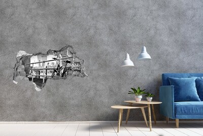 3d-s lyukat fali matrica Egy kerékpár a városi rakparton