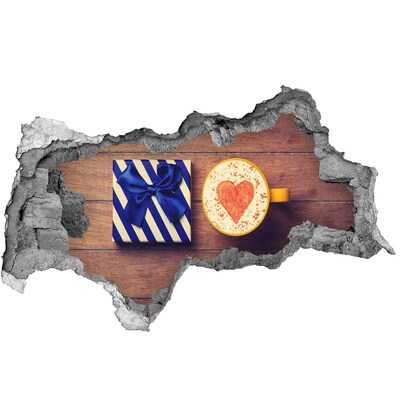 3d-s lyukat fali matrica Kávés ajándék szívvel