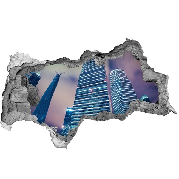 3d-s lyukat fali matrica Modern város egy lyukon keresztül a falon