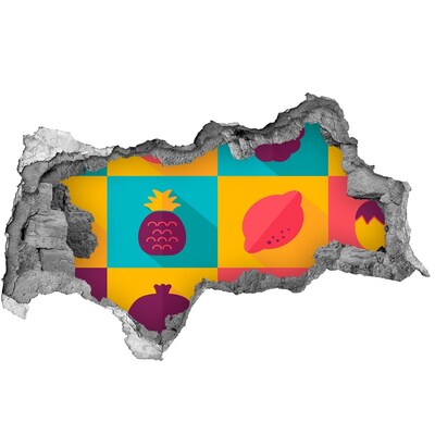3d-s lyukat fali matrica Gyümölcsfalfestmény egy lyukban a falon