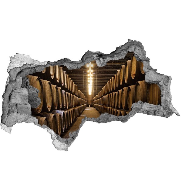 3d-s lyukat fali matrica Egy borászat belseje hordókkal