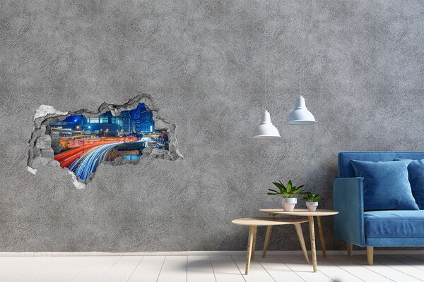 3d-s lyukat fali matrica Modern város éjszaka