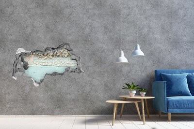 3d-s lyukat fali matrica Virágmotívum kék fa alapon