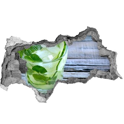 3d-s lyukat fali matrica Egy frissítő koktél egy fából készült terasz hátterében