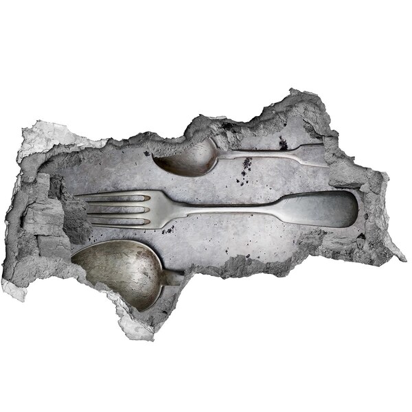 3d-s lyukat fali matrica Egy törött fal kilátással az evőeszközökre