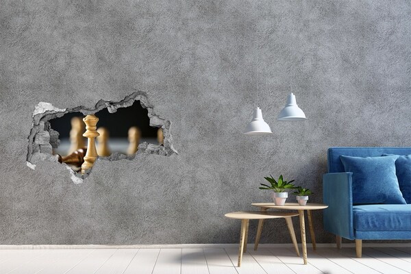 Lyuk 3d fali matrica Sakkjáték egy lyukon keresztül a falban