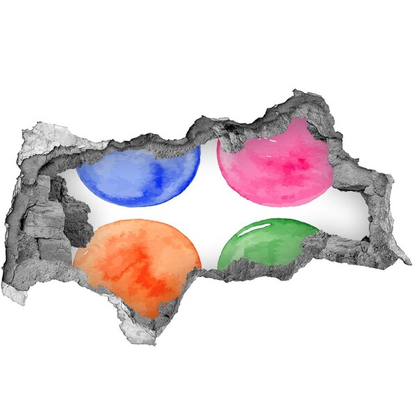 Lyuk 3d fali matrica Színes golyók egy lyukban a falban
