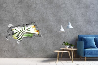 Lyuk 3d fali matrica Zöld pálmafa egy lyukon keresztül a falon