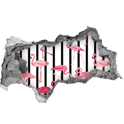 Lyuk 3d fali matrica Flamingók csíkos háttérrel