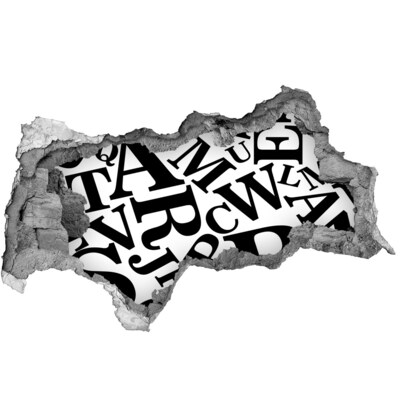 Lyuk 3d fali matrica Törött betűk a falon