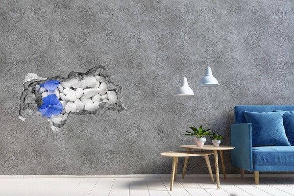 Lyuk 3d fali matrica Kék akcentussal díszített kavicsos strand