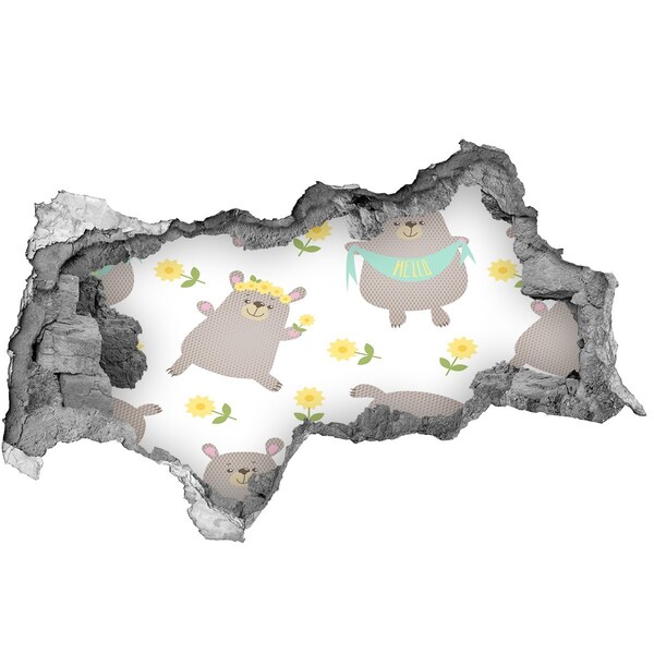 Lyuk 3d fali matrica Medvék illusztráció