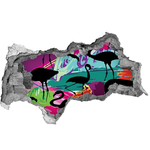 Lyuk 3d fali matrica Flamingók egy trópusi tengerparton