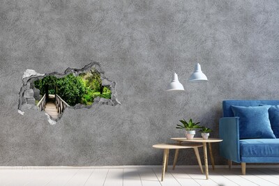 Lyuk 3d fali matrica Egy zöld paradicsom egy fahíddal