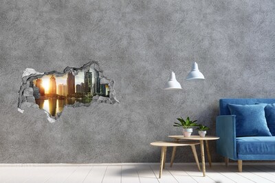 Lyuk 3d fali matrica Egy modern város a vízparton