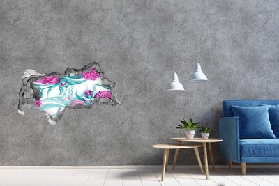 Lyuk 3d fali matrica Virágoskert a fal mögött