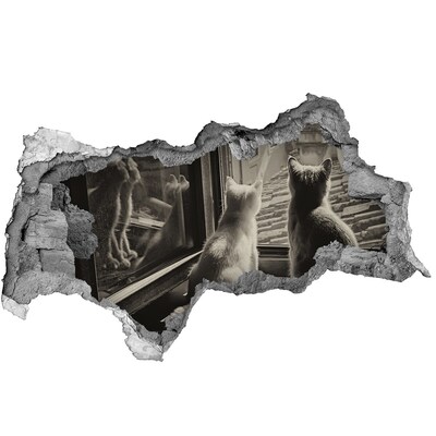 Lyuk 3d fali matrica Macskák az ablaknál