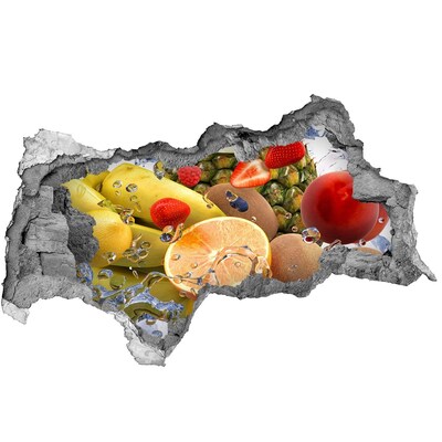 Lyuk 3d fali matrica Gyümölcsparadicsom a fal mögött