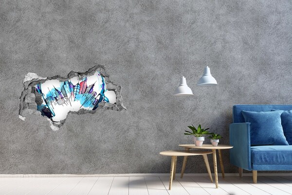 Lyuk 3d fali matrica Egy modern város romokban