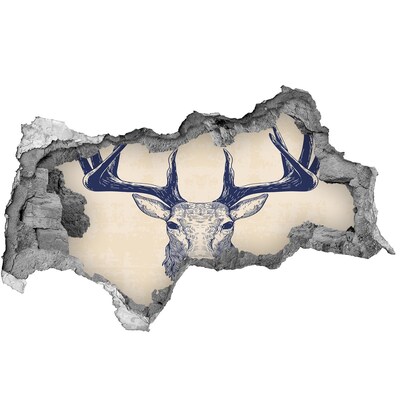 Lyuk 3d fali matrica Egy mozgó szarvas egy lyukban a falban