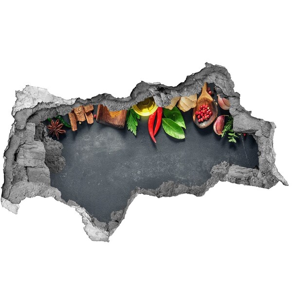 Lyuk 3d fali matrica Konyhai ízek a falon túlról