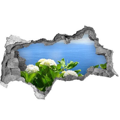 Lyuk 3d fali matrica Kilátás a tengerre egy lyukon keresztül a falon