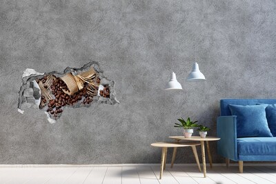 Lyuk 3d fali matrica Kávé egy romos falban