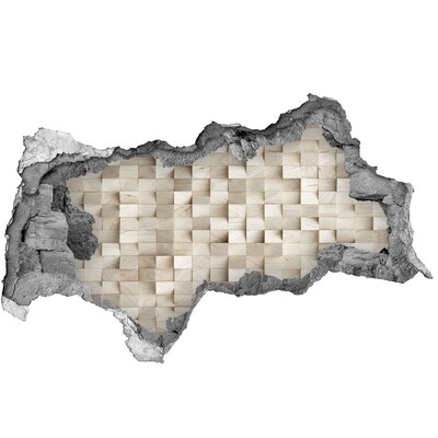 Lyuk 3d fali matrica Egy sérült fal fából készült mozaikkal