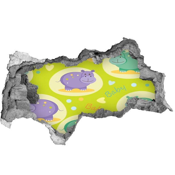 Lyuk 3d fali matrica Vízilovak színes környezetben