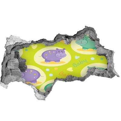 Lyuk 3d fali matrica Vízilovak színes környezetben