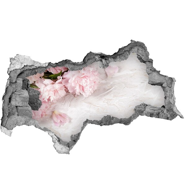 Lyuk 3d fali matrica Virágok az omladozó falban