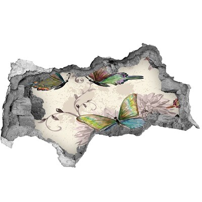 Lyuk 3d fali matrica Pillangók egy romos falban