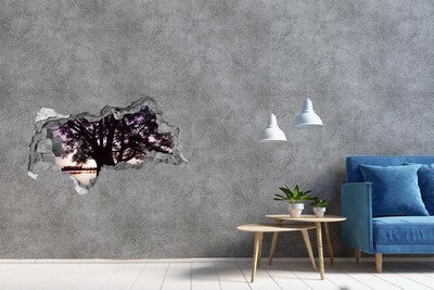 Lyuk 3d fali matrica Naplemente a fa mögött