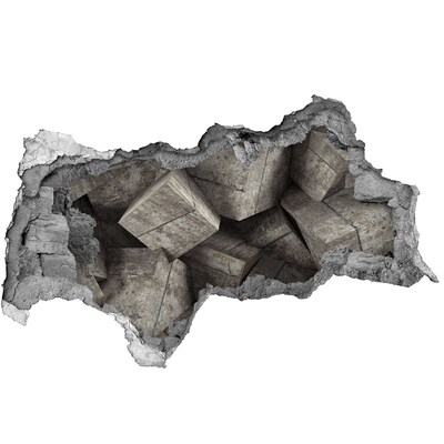 Lyuk 3d fali matrica Egy sérült fal, amely egy betonfelületre néz