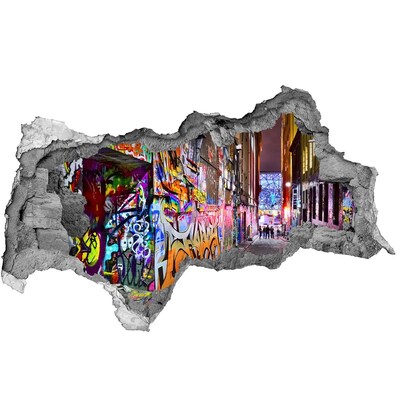 Lyuk 3d fali matrica Egy graffitivel teli utca