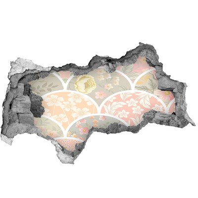 Lyuk 3d fali matrica Virágminta egy sérült fal mögött