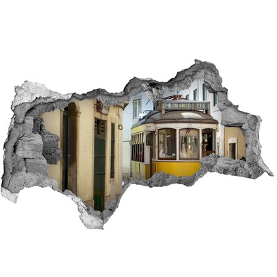 Lyuk 3d fali matrica Egy sárga villamos egy keskeny utcában