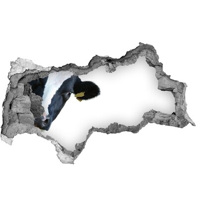 Lyuk 3d fali matrica Tehén egy lyukban a falban
