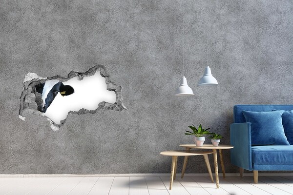 Lyuk 3d fali matrica Tehén egy lyukban a falban