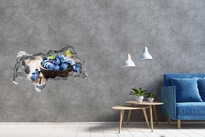 Lyuk 3d fali matrica Bogyók egy fából készült tálban