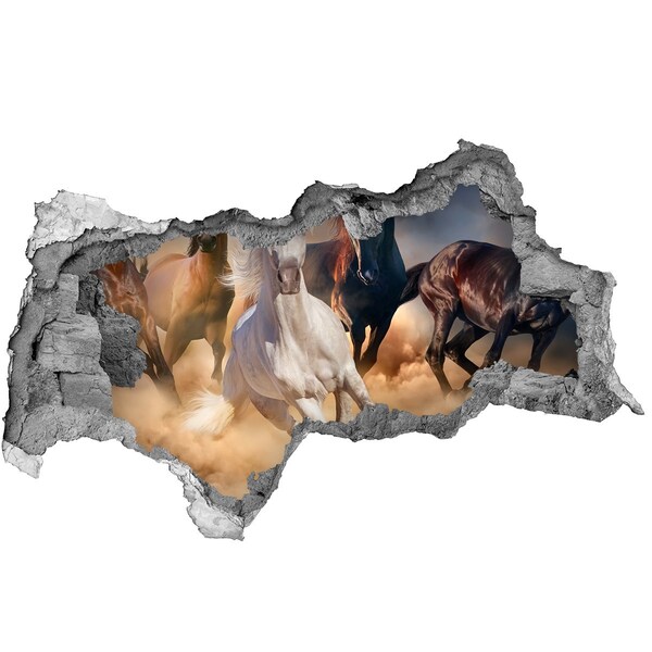 Lyuk 3d fali matrica Vágtázó lovak a falon keresztül