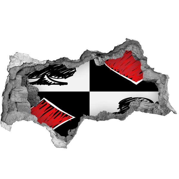 Lyuk 3d fali matrica Törött fal piros díszítéssel