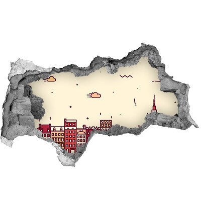 Lyuk 3d fali matrica A város a fal mögött