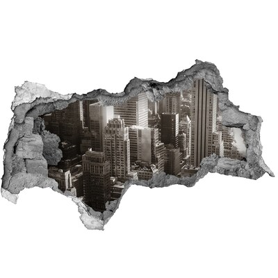 Lyuk 3d fali matrica Kilátás a városra egy lyukból a falon