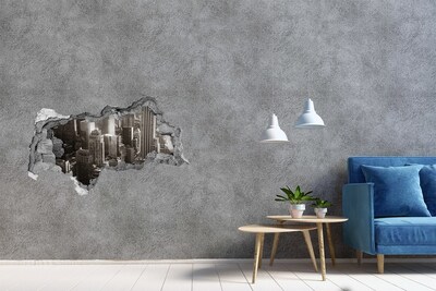 Lyuk 3d fali matrica Kilátás a városra egy lyukból a falon