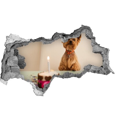 Lyuk 3d fali matrica Születésnapi kutya tortával