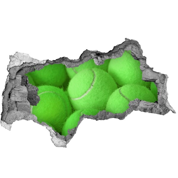 Lyuk 3d fali matrica Zöld teniszlabdák a fal mögött