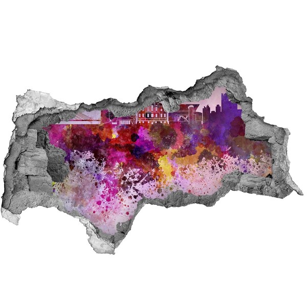 Lyuk 3d fali matrica Színes kilátás a városra